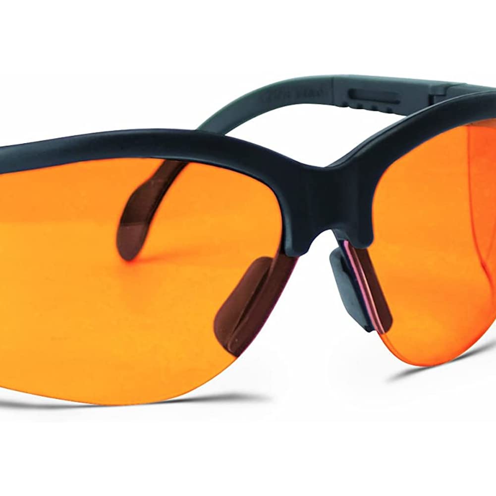 Walker's High-Grade Polycarbonate Lenses Sport Half Frame Soft Rubber Nose Piece Adjustable Safety Shooting Glasses, Amber