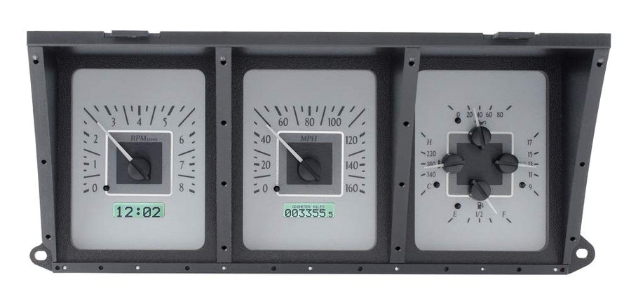 Dakota Digital VHX System-Silver Alloy Style Face Compatible with 1973-79 Ford Pickup w/White Display