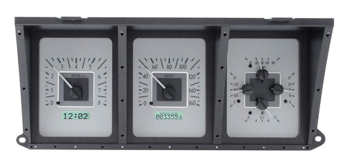 Dakota Digital VHX System-Silver Alloy Style Face Compatible with 1973-79 Ford Pickup w/White Display
