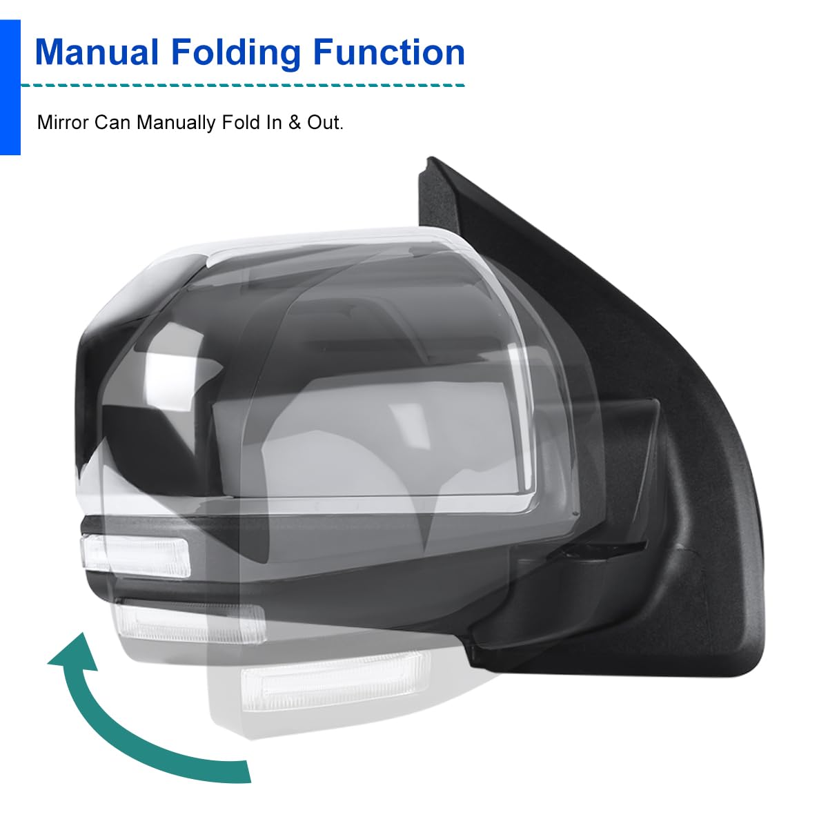 Spec-D Tuning Power Chrome + Heated + LED Turn Signal Right Passenger Side Mirror Compatible with 2015-2020 Ford F150 F-150