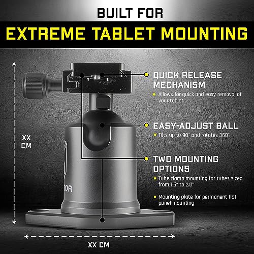 Mob Armor Grip Maxx Combo Direct Mount - Rugged Tablet Holder with Quick Detach System, Adjustable Swivel Ball Head, and Dual Installation Options for Cars, Workspaces, and More