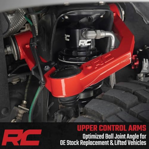 Rough Country Upper Control Arms Forged Aluminum for Toyota Tacoma (2005-2023) 4Runner (2010-2024) OE Upgrade, 2-Pack, Red
