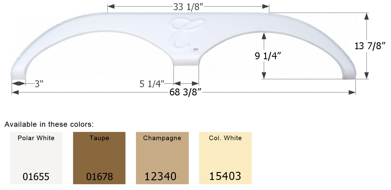 Tandem Axle Fender Skirt ICON 01655 FS785 for Forest River Cardinal - Polar White