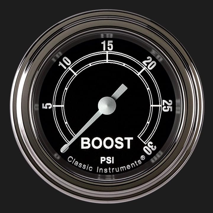 TR142SLF Classic Instruments Traditional 2-1/8" Boost Gauge 30 PSI Electric