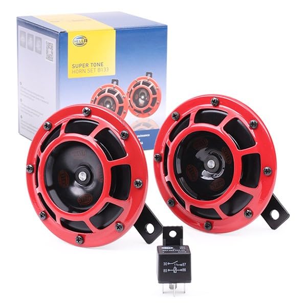 Hella 109.23.37 Stark Sound – Red Set 12 V High/Low Frequency Hella Super Tone Horn Set B 133, 12 volt