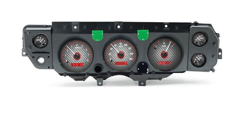 Dakota Digital VHX-70C-CVL-C-R Compatible with 1970-72 Chevy Chevelle SS, EL Camino and Monte Carlo and 1971 GMC Sprint SP Analog Dash Gauge System Carbon Fiber Red Backlighting