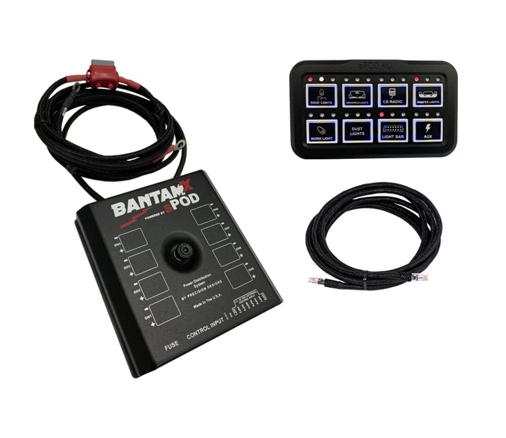 BantamX sPOD 8 Circuit Power Management System with HD 8-Switch Control Panel - Universal Fit Universal Fit for Off-Road 4x4, Trucks, SUV's, Vans, and Wranglers (84-inch Battery Cable)