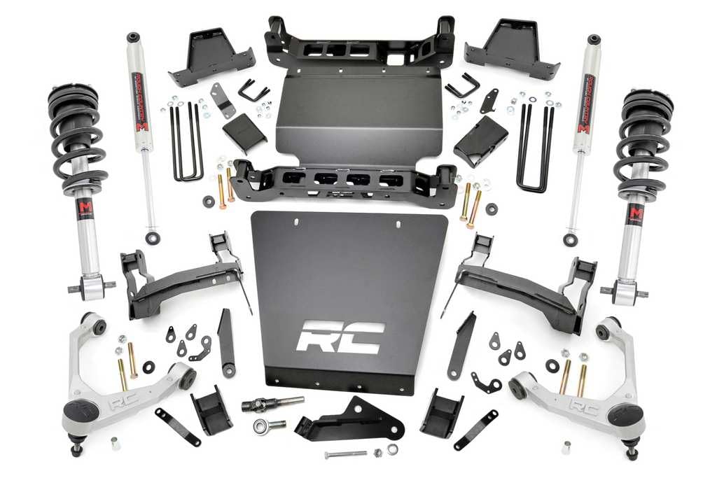 7" Lift Kit Rough Country with M1 Struts/M1 Rear Shocks for Chevy Silverado & GMC Sierra 1500 (2016-2018 w/Stamped Steel Control Arms)