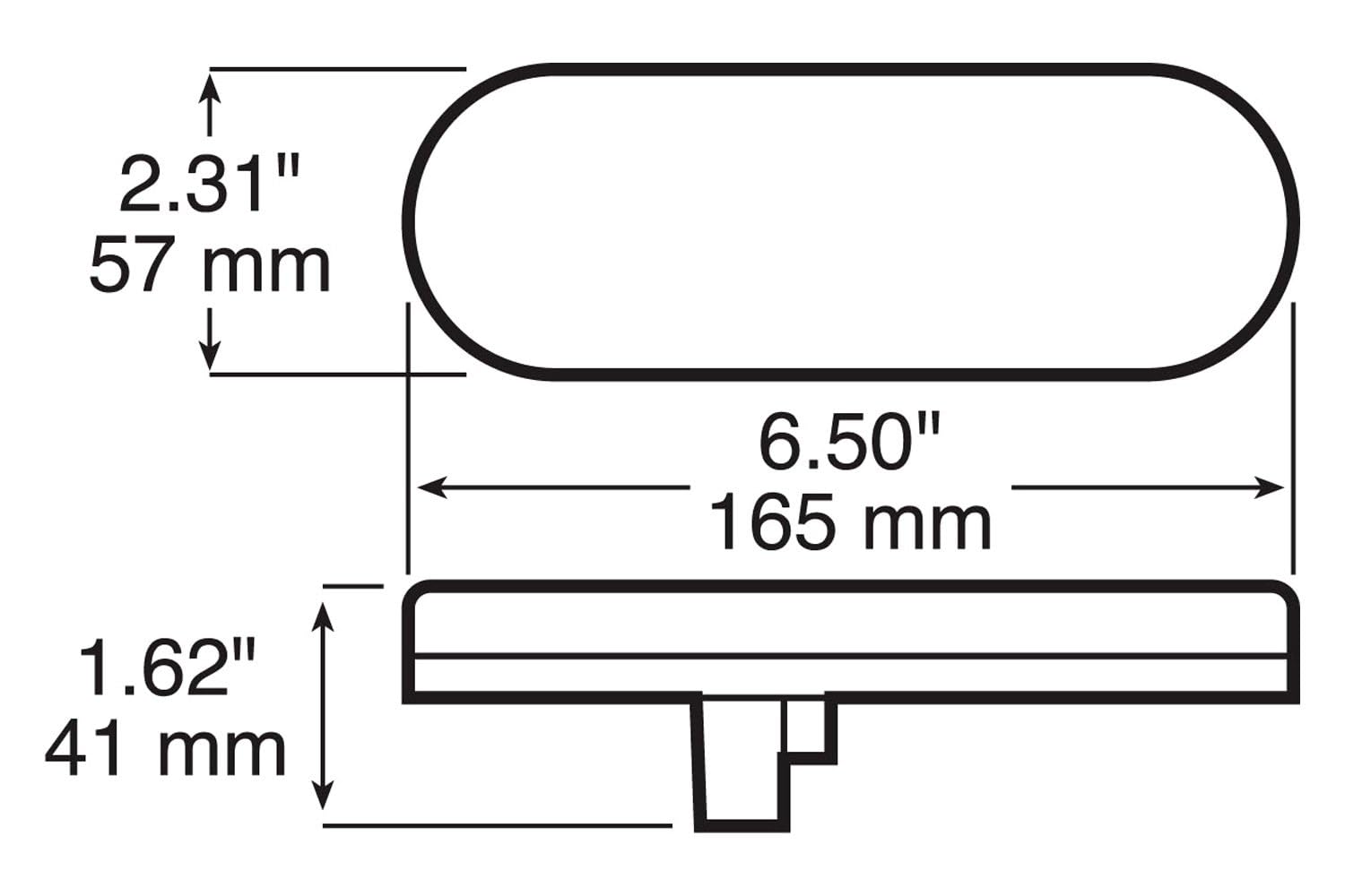 821R-7 Peterson LED Stop/Turn/Tail Oval 7 Dio Pl3 Housing Grommet Mount, 6.5" x 2.25"
