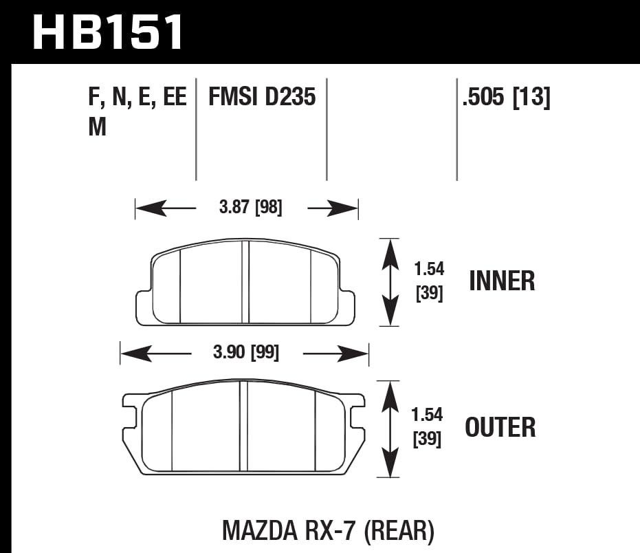Hawk Performance Blue HB151E.505 9012 Motorsport Brake Pads