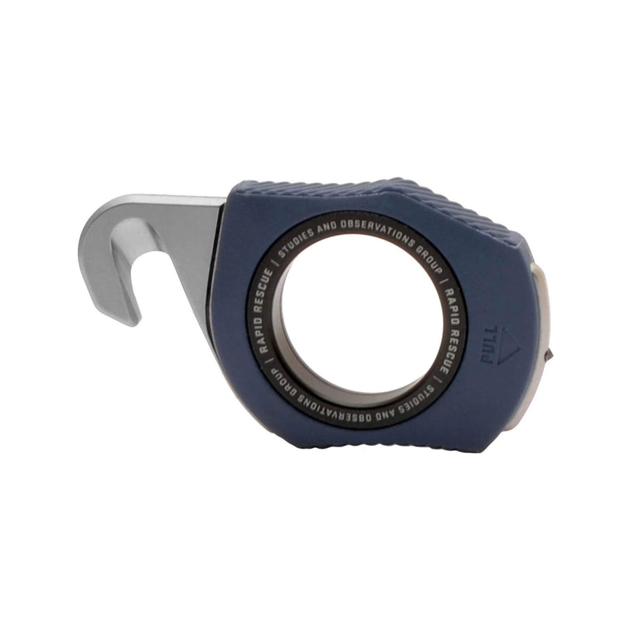 SOG Multi-Tool Rapid Rescue | Stainless Steel Seatbelt Cutter, GRN Handle, Aluminum Pull-Ring, Quick to Deploy from The Sheath, Midnight Blue