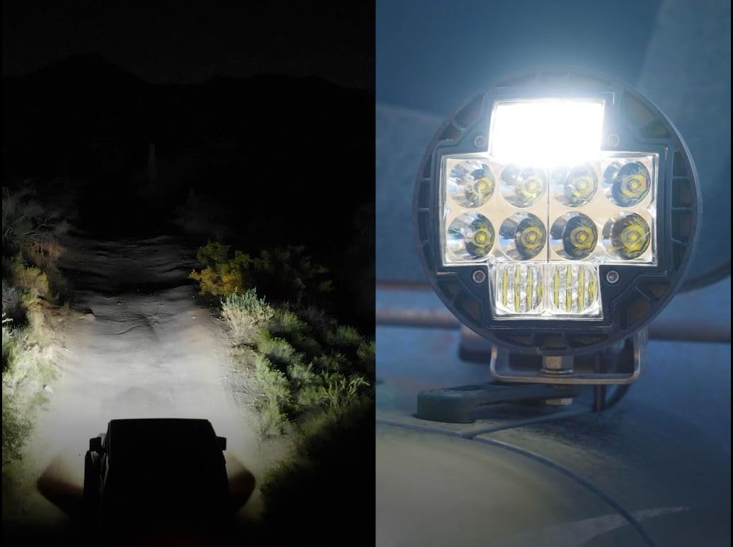 TM5 NACHO Combo White LED Multifunction Off Road Lights. 3 Functions 1 Light. Area, Low Beam Spot Flood, and High Beam Spot Flood Output (Set of 2)