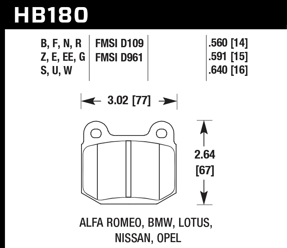 Hawk Performance ER-1 Motorsport HB180D.560 Brake Pads