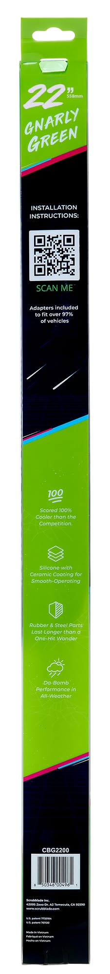 22" CBG2200 550Mm Green Silicone Shadeblade Wiper Blade