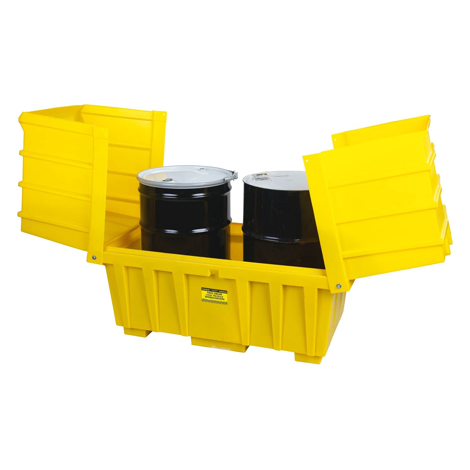 Eagle Low Profile 1626 Workstation with Cover, 2 Drum, 60" Width x 46" Height x 34" Depth, 110 Gallon Capacity