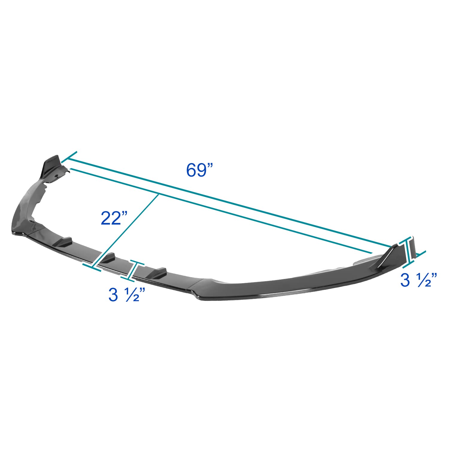 Front Bumper Lip Spec-D Tuning Glossy Black Compatible with 2019-2020 Ford Fusion