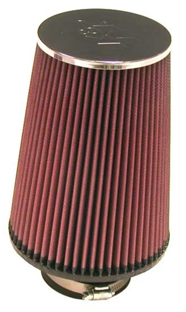 High-Flow K&N Original Lifetime Universal Clamp-On Air Filter: High Performance, Premium, Washable: Flange Diameter: 3 In, Filter Height: 8 In, Flange Length: 1.75 In, Shape: Round Tapered, RC-5106