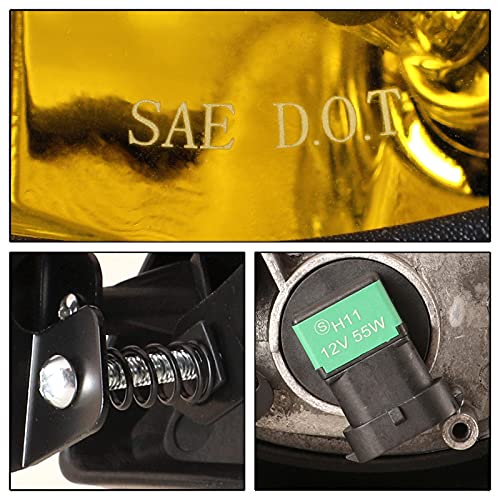 Fog Lights Winjet Compatible With 2006-2008 Honda Civic | Polycarbonate Resin Yellow With Wiring Kit Foglight Foglamp Lamps | 2007