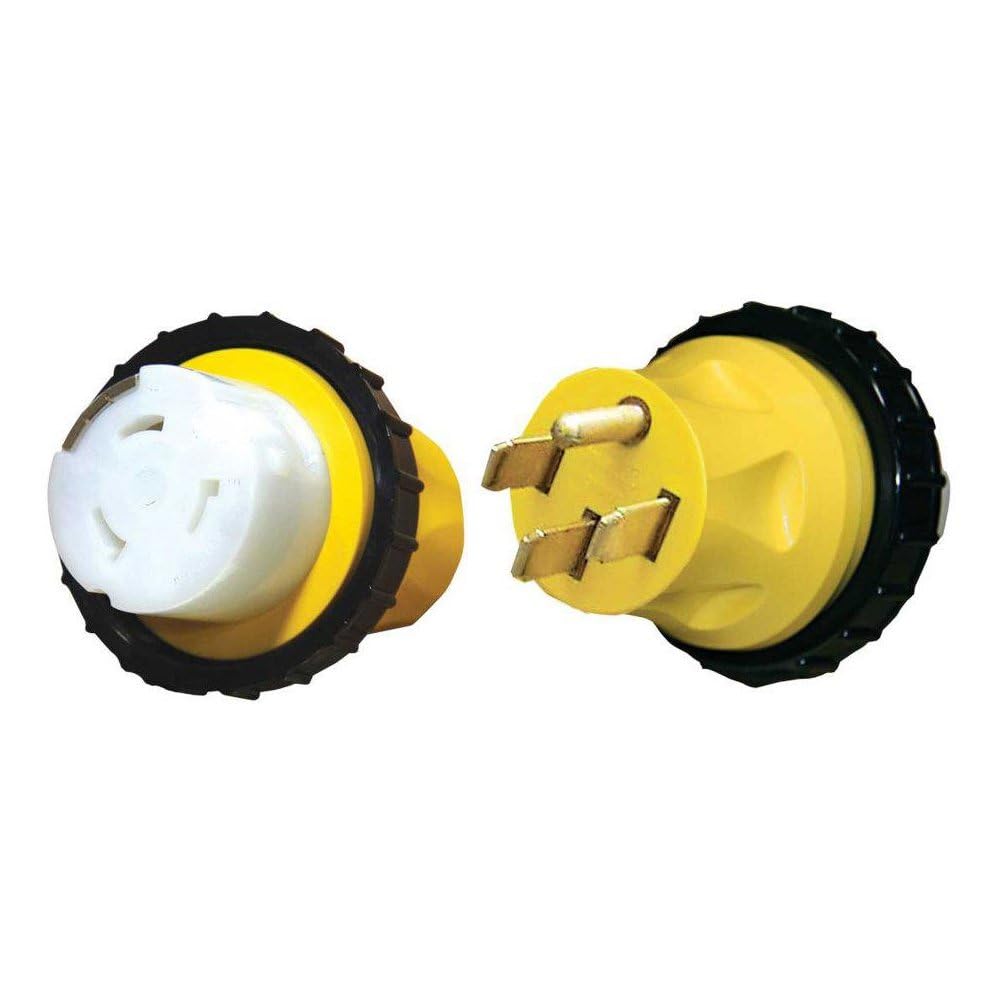 Voltec AP Products 16-00598 Heavy Duty Molded Locking Adapter - Yellow, 50 Amp/50 Amp