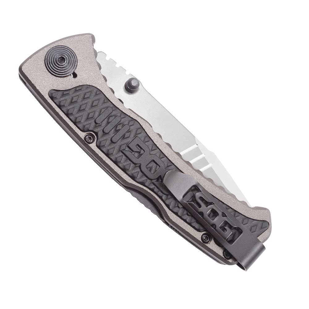 SOG Knives Sideswipe Lockback Grey Anodized Aluminum and GRN Stainless Pocket Knife SW1011-CP