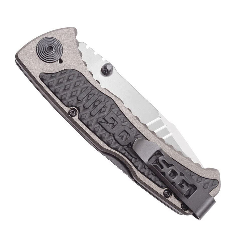 SOG Knives Sideswipe Lockback Grey Anodized Aluminum and GRN Stainless Pocket Knife SW1011-CP
