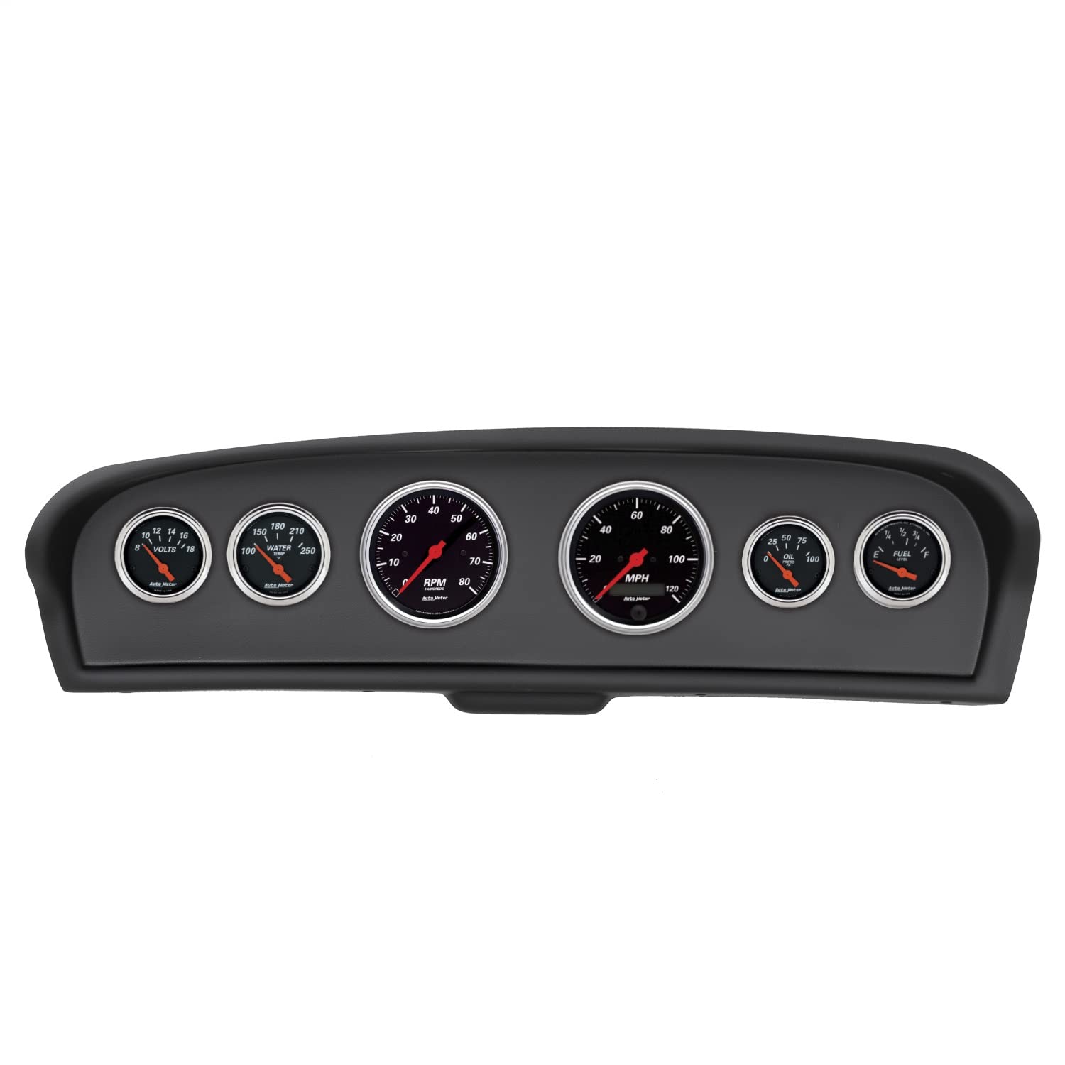 AutoMeter Dash Kit Direct Fit, Ford Truck 61-66, Tach/Mph/Fuel/Oilp/Wtmp/Volt, Designer Black (2144-06)