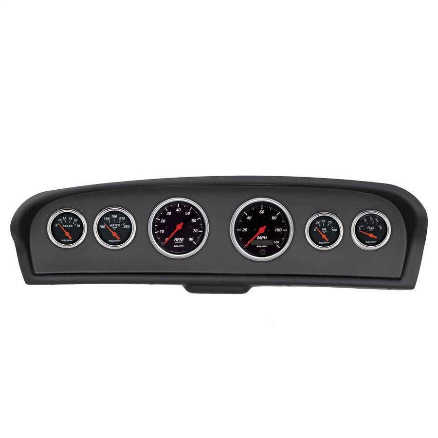 AutoMeter Dash Kit Direct Fit, Ford Truck 61-66, Tach/Mph/Fuel/Oilp/Wtmp/Volt, Designer Black (2144-06)