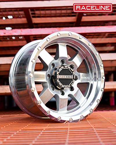 935MC Raceline Wheels DEFENDER Wheel Machined Clear Coat 17X9"6X135 Bolt Pattern 0mm Offset/(5"B/S) 8 Spoke Aluminum Passenger Car Wheels, Full Size Replacement Machined Clear Coat Car Rims