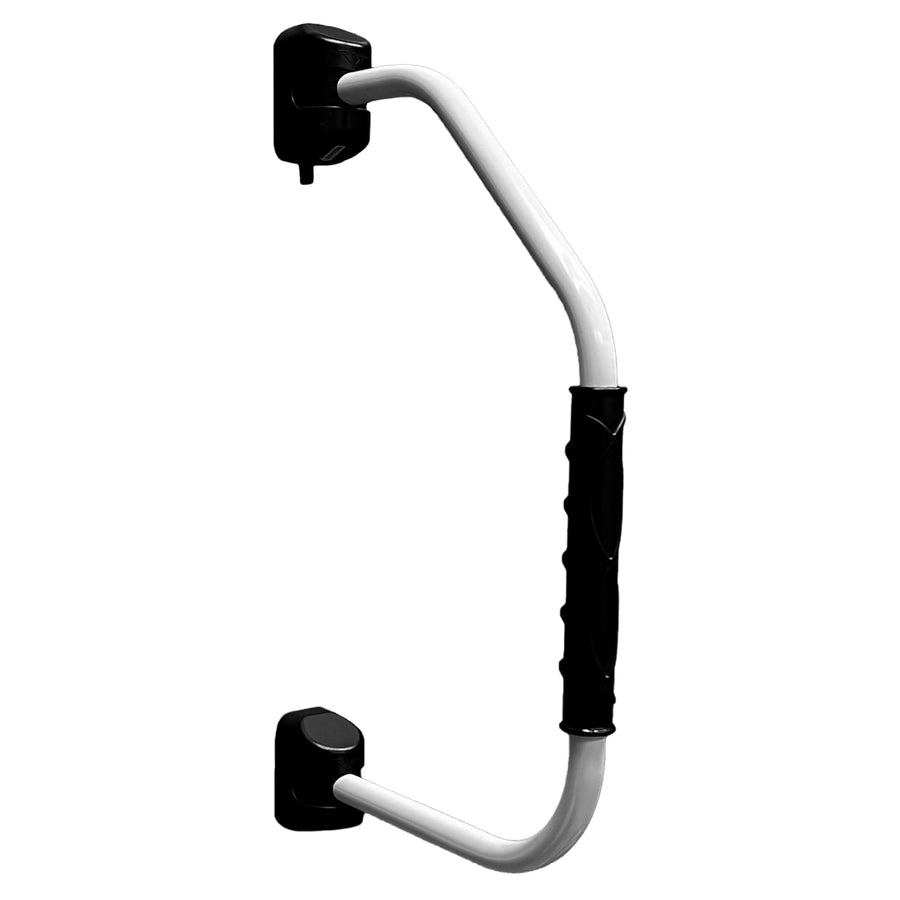 GripSafe Handrail Assist RV Designer R127 - Locking Folding Aluminum Grab Handle with Notched Grip - Safe Entry Assist for RV Door - Easy Installation, 27 Inch, White