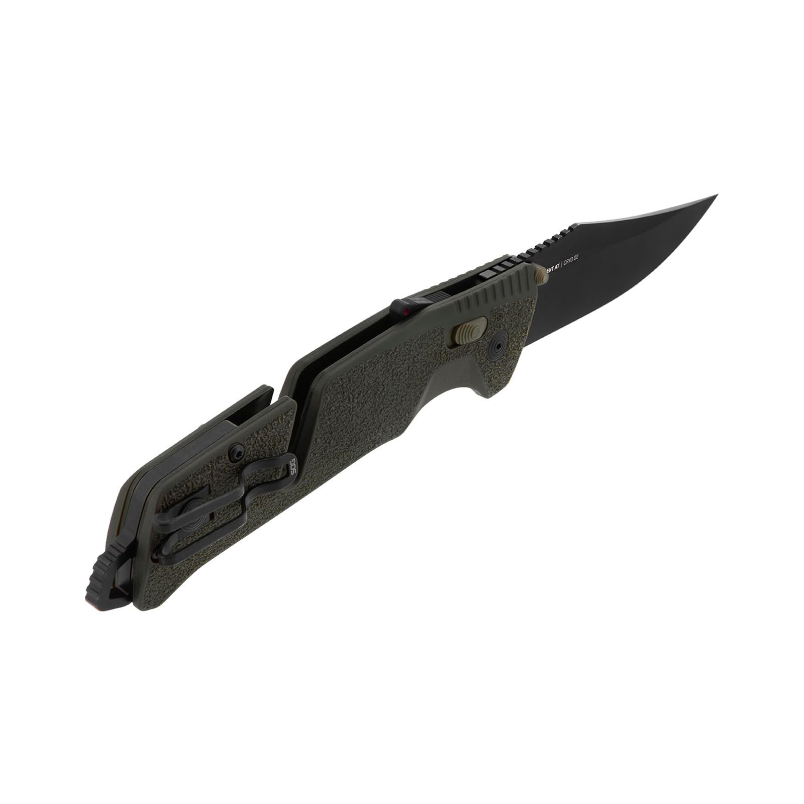 Ambidextrous SOG Trident Professional Straight Folding Knife | Heat-Treated CRYO D2 3.75" Stainless Steel Blade, Olive Drab