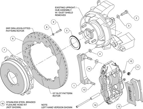 Rear FNSL4R Kit,12.88", Drilled, Red