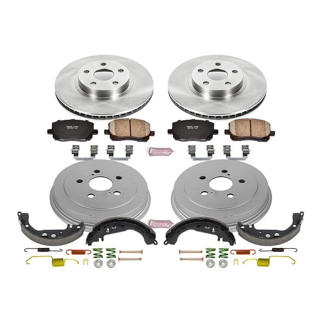 Power Stop Autospecialty KOE15200DK Front and Rear Replacement Brake Kit-OE Brake Drums & Ceramic Brake Pads For Toyota Corolla 2004-2008 [Model Specific]