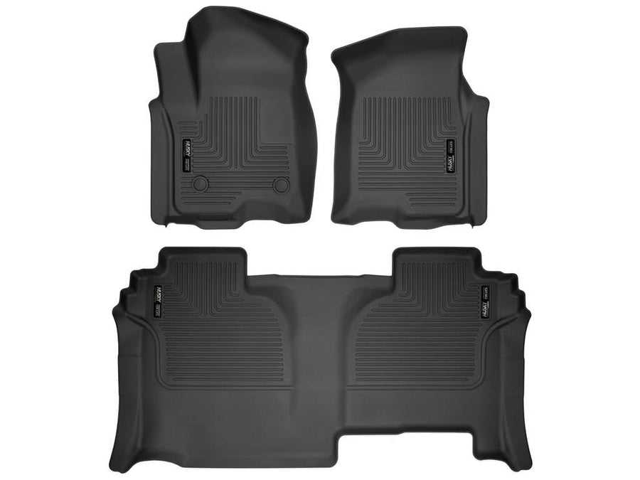 Husky Liners Floor Mats Weatherbeater | Fits 2019-2026 Chevrolet Silverado & GMC Sierra 1500, New Body & 2022-2026 Silverado/Sierra 2500, 3500 Double CAB | Front & 2nd Row, 3-pc Black - 94031