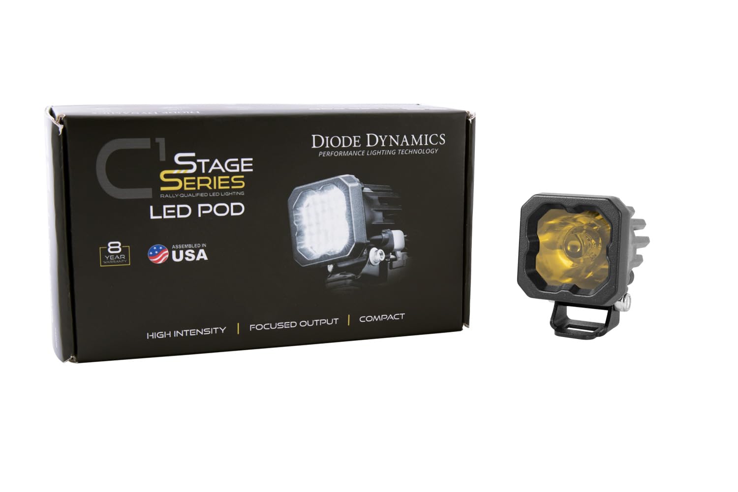 Diode Dynamics SSC1 Sport Standard Yellow LED Pod (one), Spot w/Amber Backlight