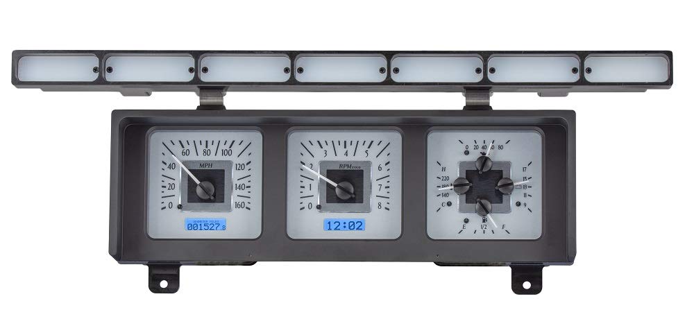 Dakota Digital VHX System-Silver Alloy Style Face w/Blue Display Compatible with 1980-86 Ford Pickup