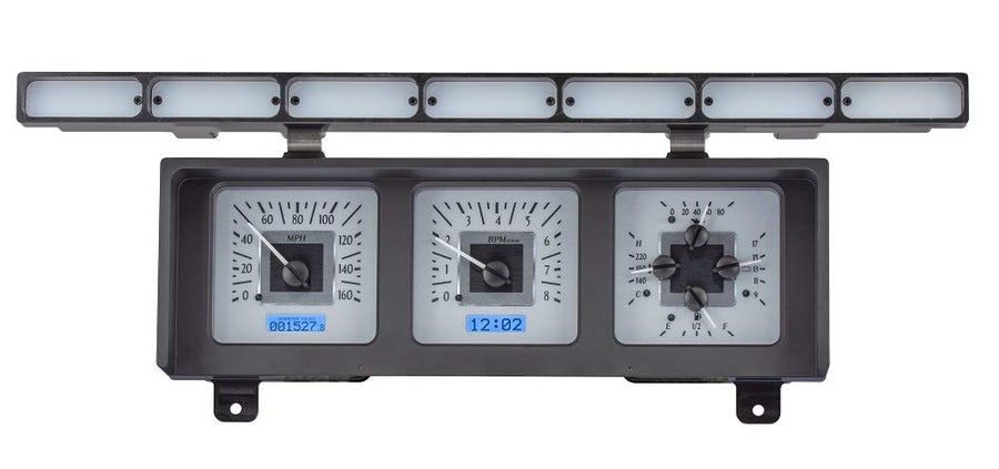 Dakota Digital VHX System-Silver Alloy Style Face w/Blue Display Compatible with 1980-86 Ford Pickup