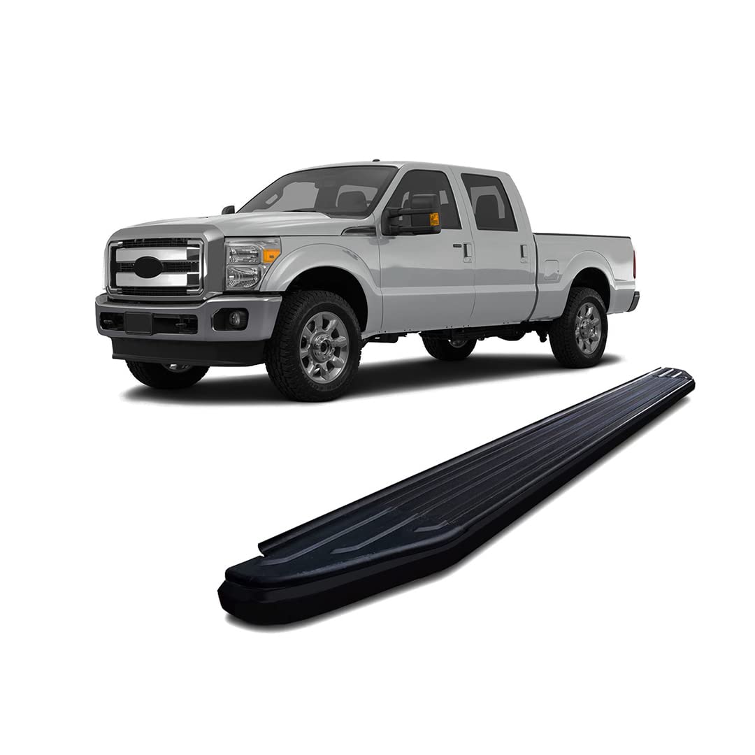 Peerless Black Horse Running Boards Compatible with 1999-2016 Ford F-550 Super Duty|1999-2016 Ford F-450 Super Duty|1999-2016 Ford F-350 Super Duty|1999-2016 Ford F-250 Super Duty-PR-F491BK