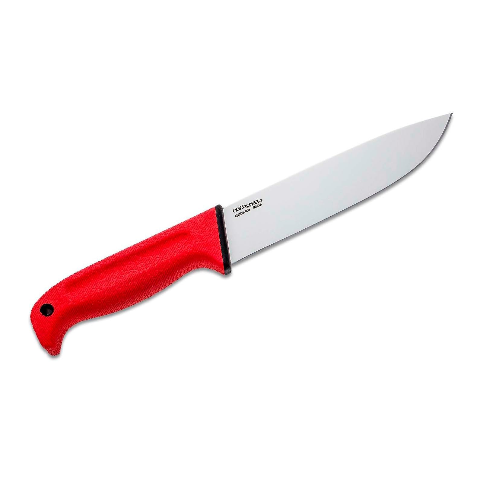 Cold Steel Scalper Tim Wells Slock Master Durable 6.5" 4116 Stainless Steel Fixed Straight Back Blade Outdoor Hunting Camping Utility Knife, 5.25" Red Textured Kray-Ex Handle