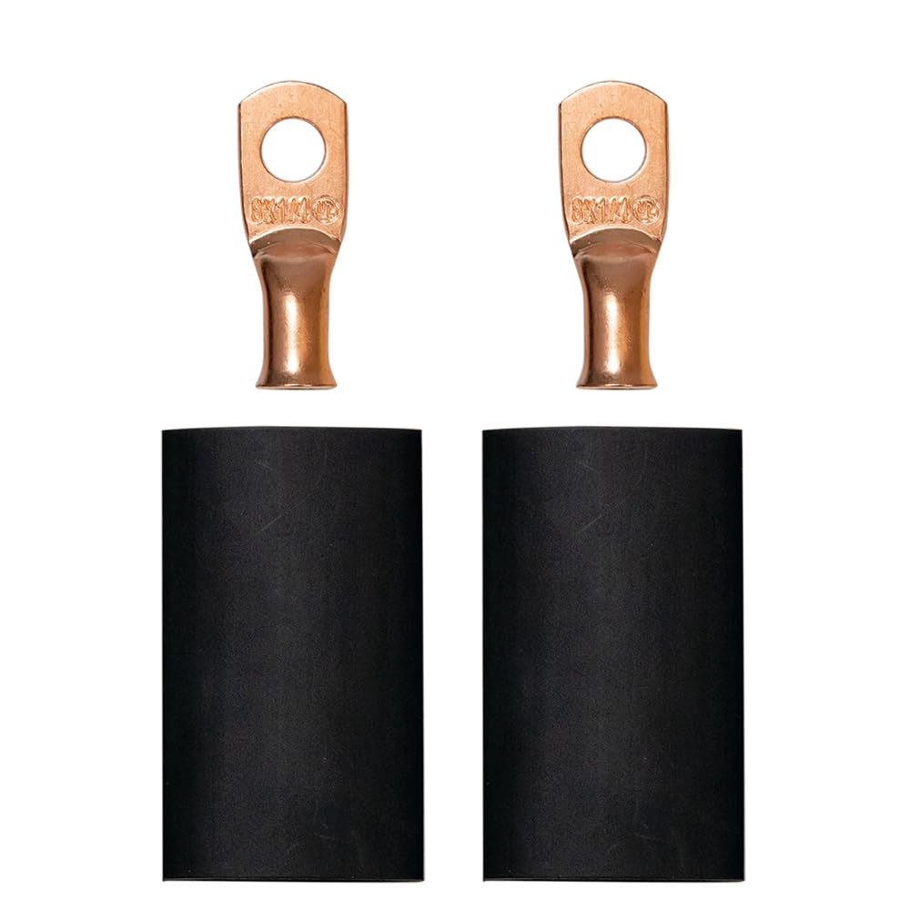 Battery Cable Terminal Kit Moroso 74160 for Crimp/Solder, 8 Ga Wire, 1/4 Diameter Stud, Pack of 2