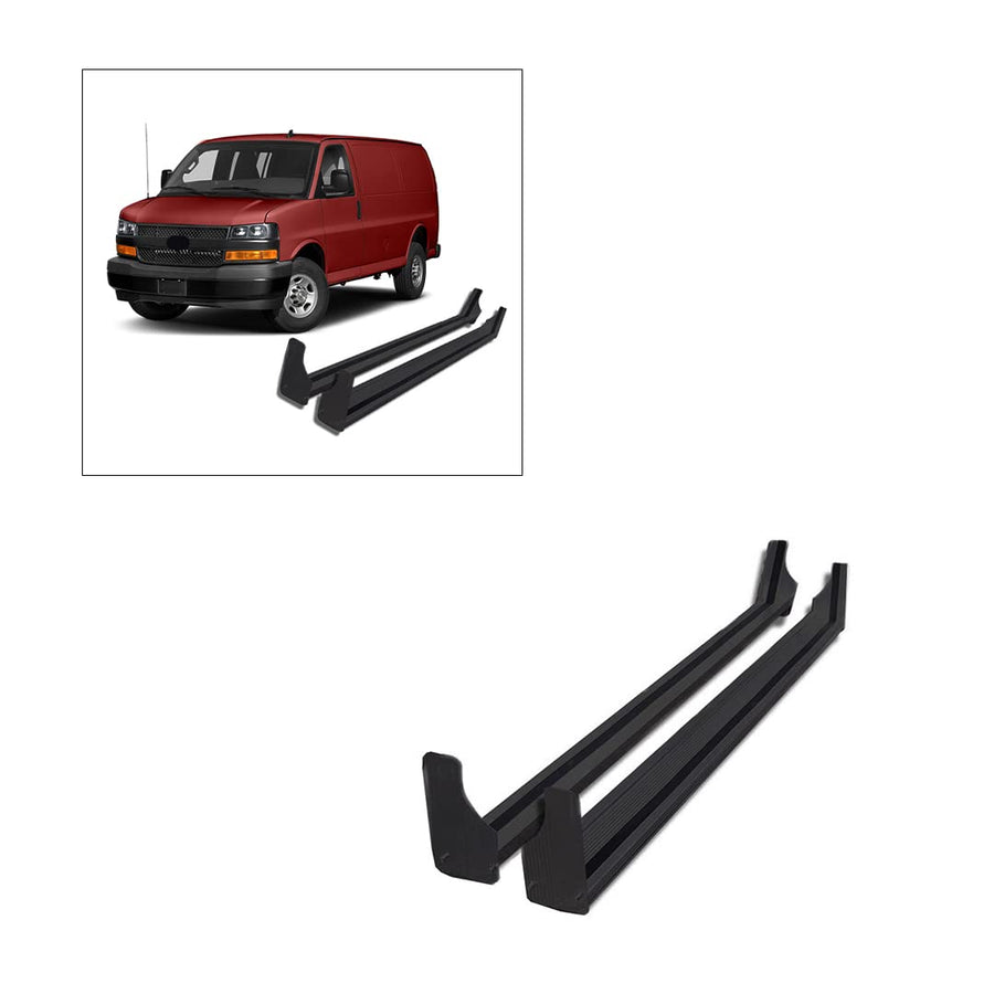 Black Commercial Running Off Road - Black Compatible with Ford E-150 250 350 450 Econoline/Chevy Express 1500 2500 3500 4500 / GMC Savana 1500 2500 3500 4500 with 102" Wheelbase