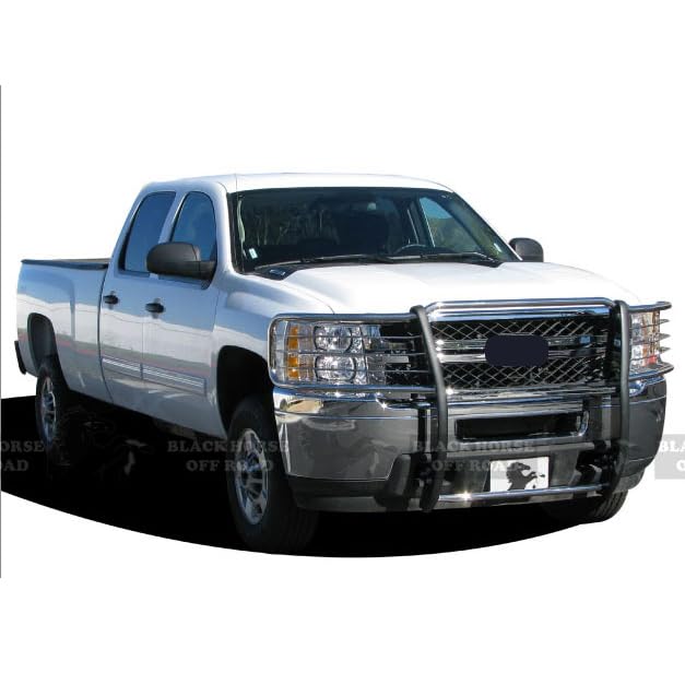 Grille Brush Black Horse Bumper Guard Modular Stainless Steel Compatible with 2014-2018 Chevrolet Silverado 1500-17GT27MSS