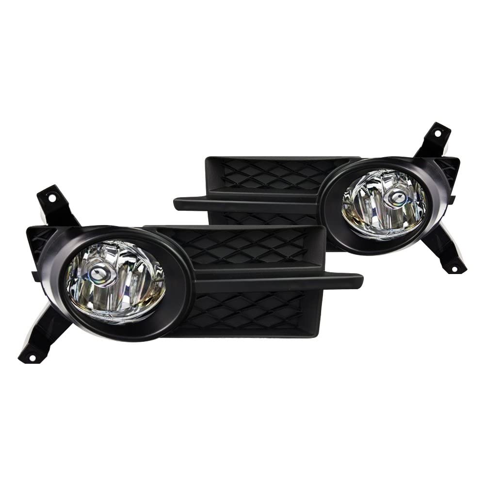 Fog Light Kit Winjet WJ30-0175-09 with Wiring Harness Switch Fuse Relay Bezels Pair Set Left and Right Driver Passenger Side OE Fitment Bulbs Included for 2007-2011 Chevrolet Aveo Euro - Clear Lens