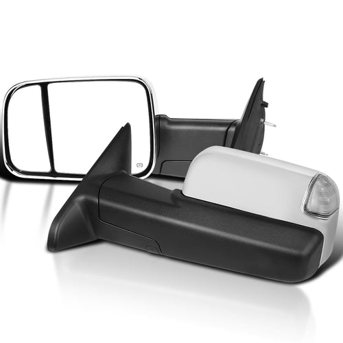Spec-D Tuning Heated Power Fold Towing Side Mirrors w/LED Signal+Puddle+Temp Sensor Compatible with 2013-2018 Dodge Ram 1500 2500 3500/2019-2024 Dodge Ram 1500 Classic Left + Right Pair