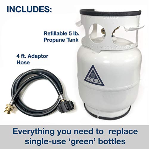 5-Pound Ignik Refillable Gas Growler Propane Tank w/Hose - White