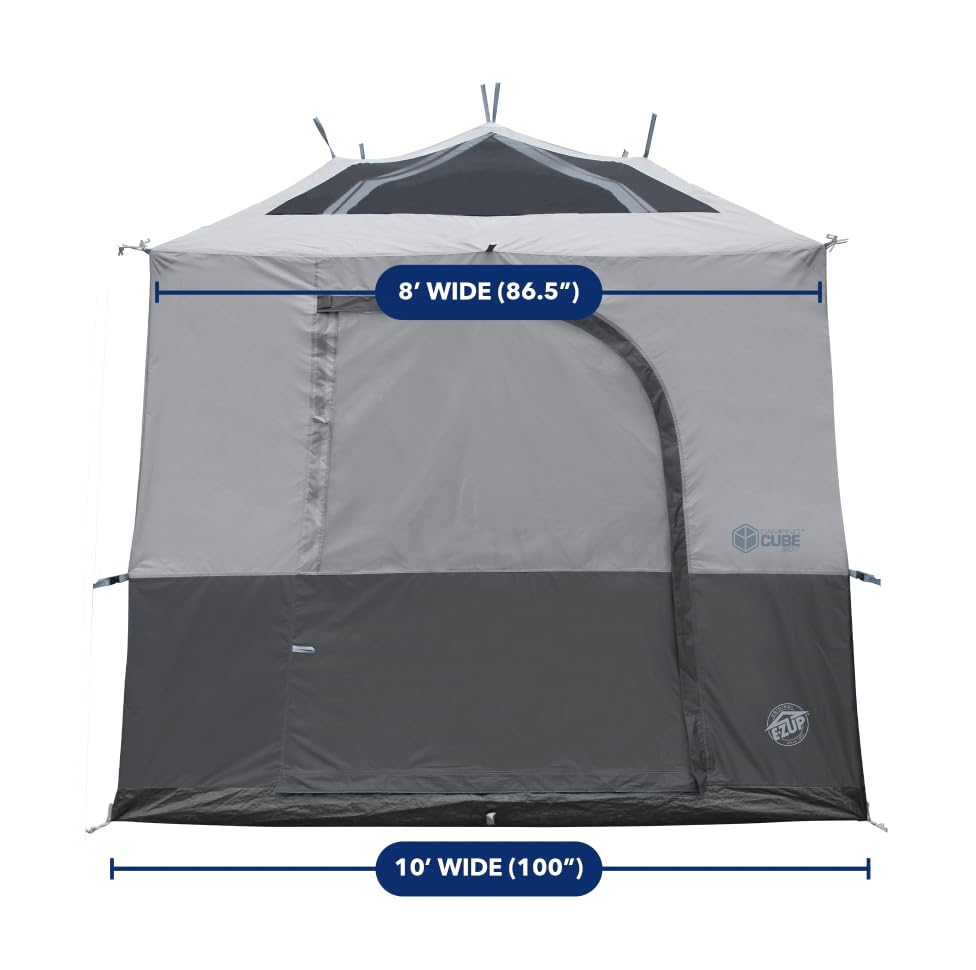 Camping Cube Sport E-Z UP, Converts 10' Angled Leg Canopy into Camping Tent, Grey (Canopy/SHELTER/Poles NOT Included)