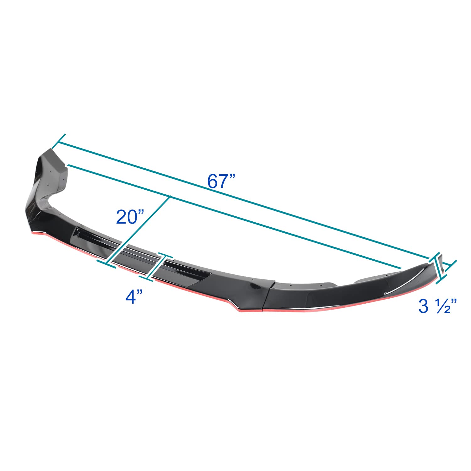 Glossy Black Spec-D Tuning Red Trim Front Bumper Lip Spoiler Kit 3PC Set Compatible with Nissan 370Z 2009-2012