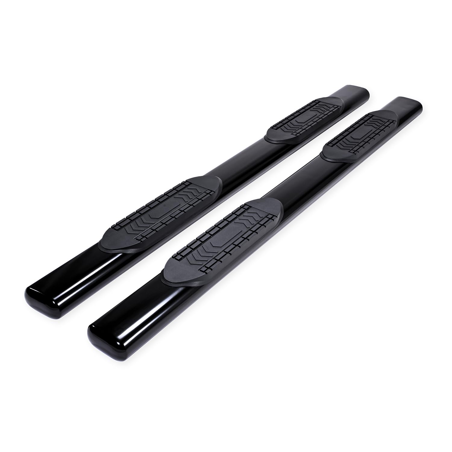 TrailFX Nerf Bars for 2019-2025 Chevrolet Silverado 1500 Crew Cab Steel 6 Inch Oval Straight Powder Coated Black with Step Pads, Rocker Panel Mount Running Boards A8255B TrailFX