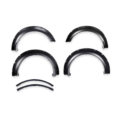 Fender Flares TrailFX Fits Ford F-150 2021-2025 Pocket Style Black Smooth Paintable Polypropylene Set of 4 Fender Flares with Stainless and Black Steel Rivets TrailFX TFF3011S