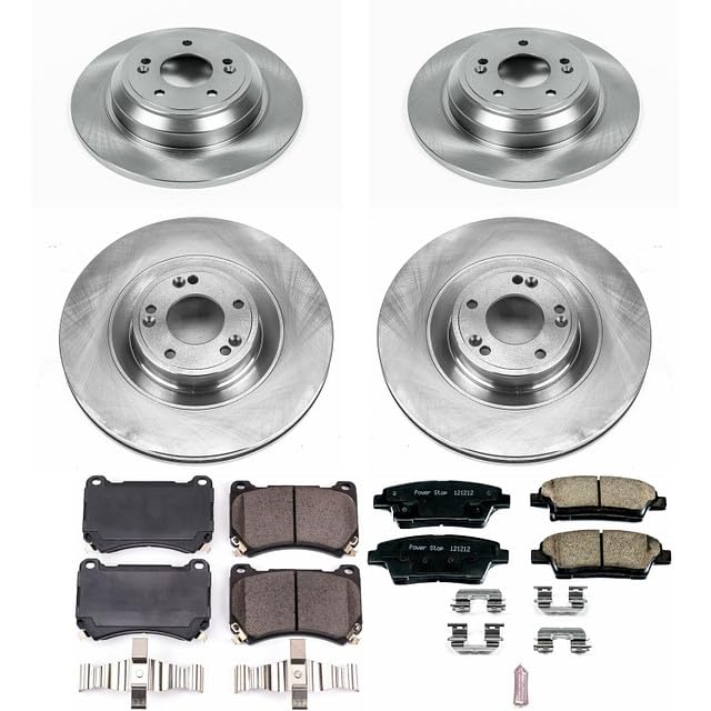Power Stop KOE5929 Front and Rear Replacement Brake Kit-OE Brake Rotors & Ceramic Brake Pads For Hyundai Genesis 2012-2014 [Model Specific]