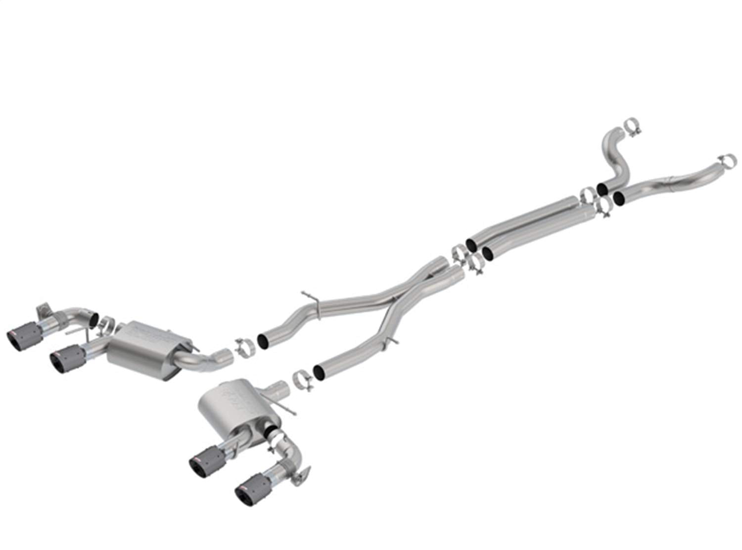 Cat-Back System BORLA 140726CFBA for 2017-2023 Chevrolet Camaro ZL1 6.2L V8 Auto./ Man. Trans. With NPP (dual mode exhaust). NOT Recommended For Convertibles. Installation REQUIRES Cutting O.E. System